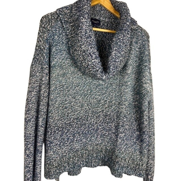 American Eagle Outfitters Cowl Neck Marled Knit Sweater Women Blue‎ M - Picture 3 of 13
